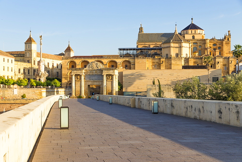 The Mosque-Cathedral (Great Mosque of Cordoba) (Mezquita) and the Roman Bridge at first light, UNESCO World Heritage Site, Cordoba, Andalusia, Spain, Europe