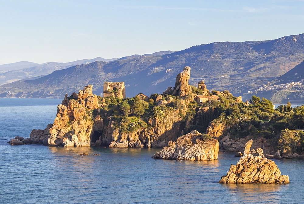 The ancient Caldura watch tower near Cefalu, Sicily, Italy, Europe