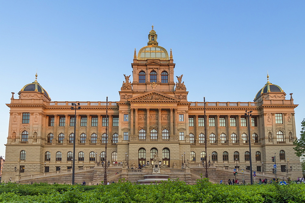 The National Museum (Narodni muzeum) in the New Town District seen from Wenceslas Square, Prague, Bohemia, Czech Republic