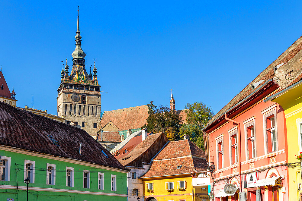 Clock Tower (Turnul cu Ceas), Sighisoara, UNESCO World Heritage Site, Mures County, Transylvania Region, Romania, Europe