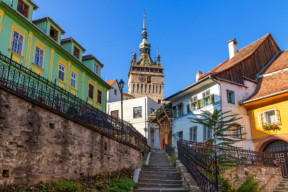 Clock Tower (Turnul cu Ceas), Sighisoara, UNESCO World Heritage Site, Mures County, Transylvania Region, Romania, Europe