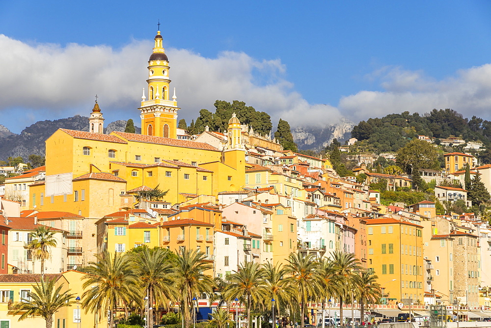 The old town with the Saint-Michel-Archange Basilica, Menton, Alpes Maritimes, Cote d'Azur, French Riviera, Provence, France, Mediterranean, Europe