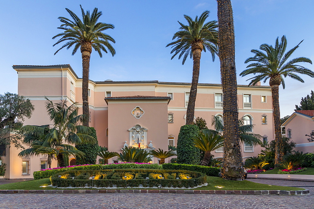 Famous La Reserve de Beaulieu Hotel at dusk, Beaulieu sur Mer, Alpes Maritimes, Cote d'Azur, French Riviera, Provence, France, Mediterranean, Europe