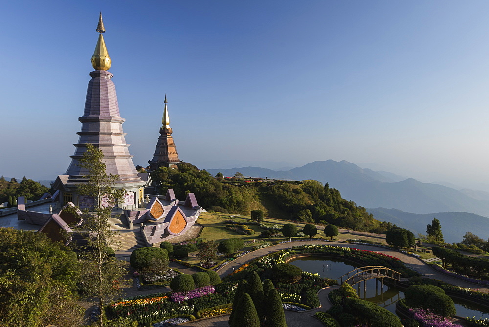 King and Queen Pagodas, Doi Inthanon, Thailand, Southeast Asia, Asia