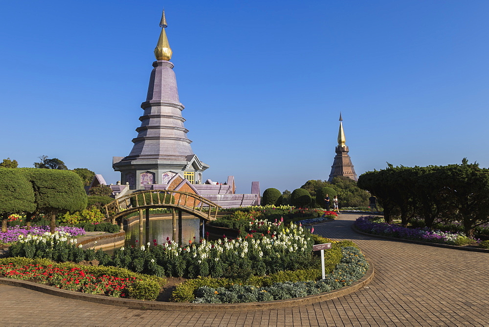 King and Queen Pagodas, Doi Inthanon, Thailand, Southeast Asia, Asia