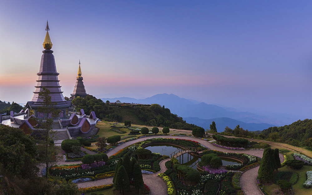 King and Queen Pagodas, Doi Inthanon, Thailand, Southeast Asia, Asia