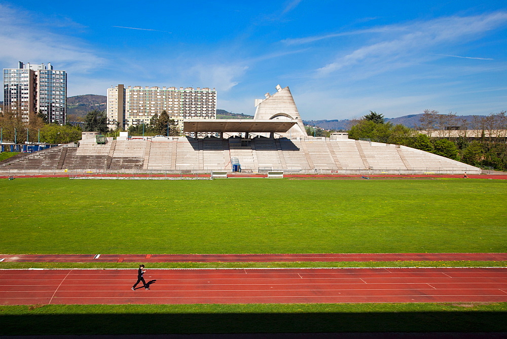 Le Corbusier's Stadium, Site Le Corbusier, Firminy, Loire Department, Auvergne-Rhone-Alpes, France, Europe