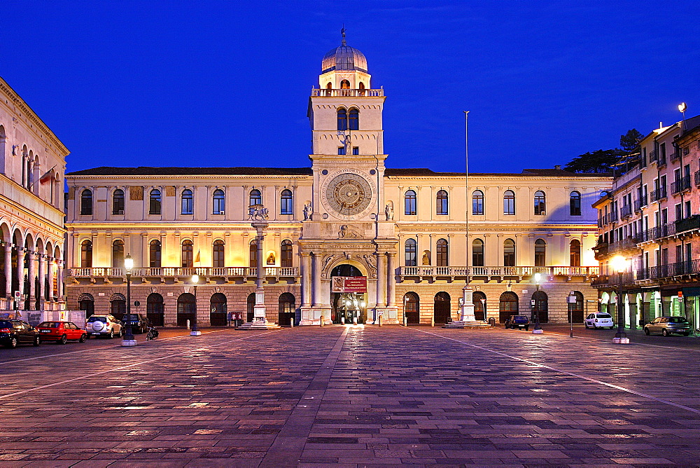 The Astronomical clock at night, Piazza dei Signori , Padua, Veneto, Italy, Europe