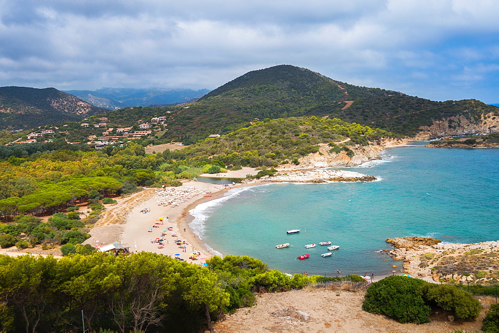 Spiaggia di Su Giudeu beach, near the village of Chia, Sardinia, Italy, Europe