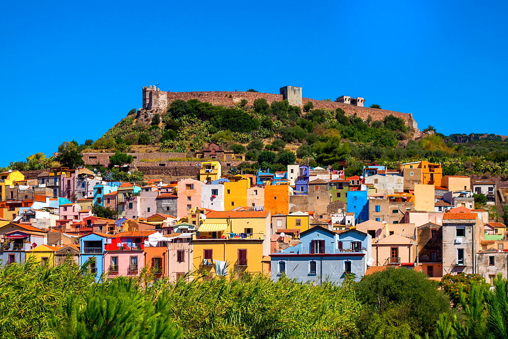 Castle of Serravalle above the town of Bosa, Sardinia, Italy, Europe, Bosa, Sardinia, Italy, Europe