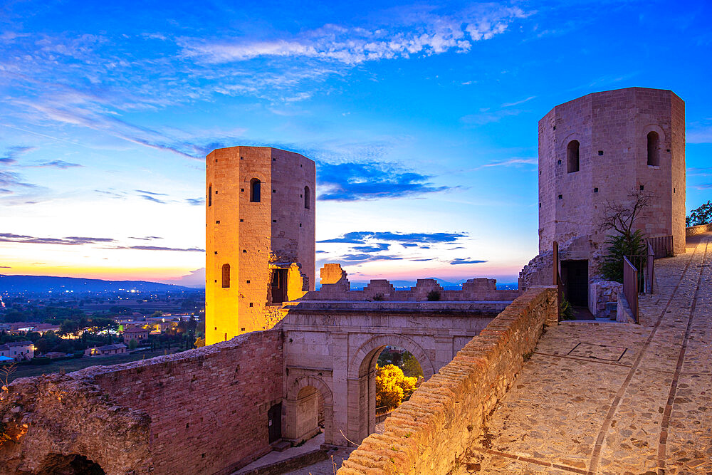 Torri di Properzio and Porta Venere, Spello, Perugia, Umbria, Italy, Europe