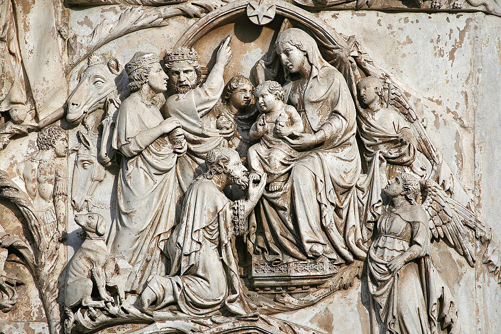 Reliefs, Second Pillar, Stories of the Old Testament, Cathedral of Santa Maria Assunta, Orvieto, Terni, Umbria, Italy, Europe