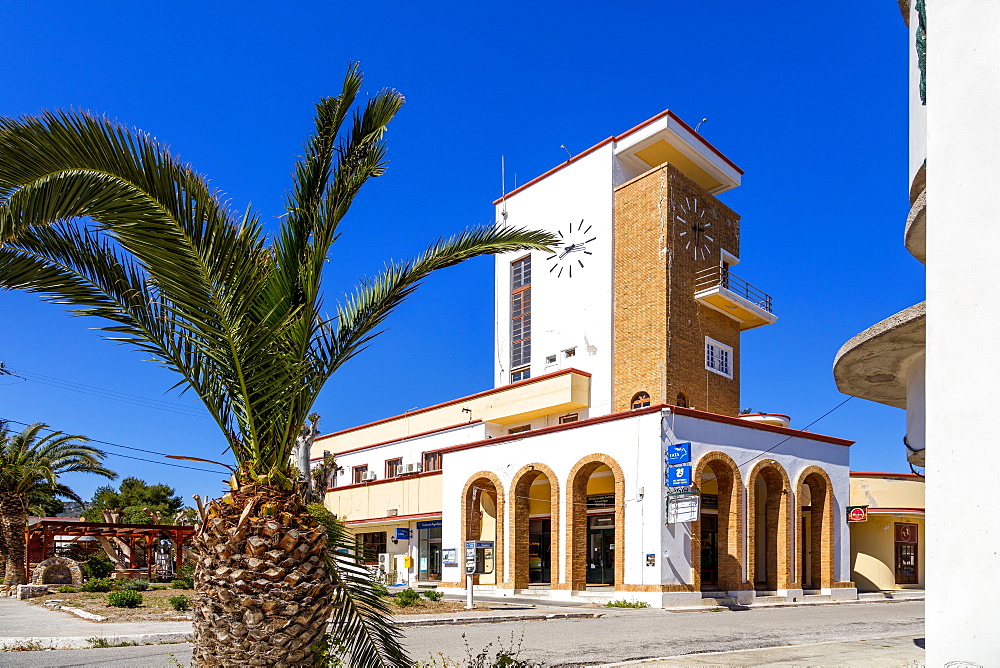 The clock tower, Lakki, Leros Island, Dodecanese, Greek Islands, Greece, Europe