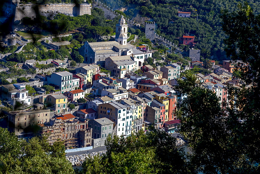 Island of Palmaria, view of Portovenere from Palmaria, Liguria, Italy, Europe