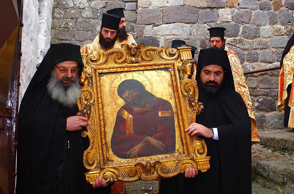 The Monastery of St. John the Theologian, UNESCO World Heritage Site, Easter in Patmos, Patmos, Dodecanese, Greek Islands, Greece, Europe