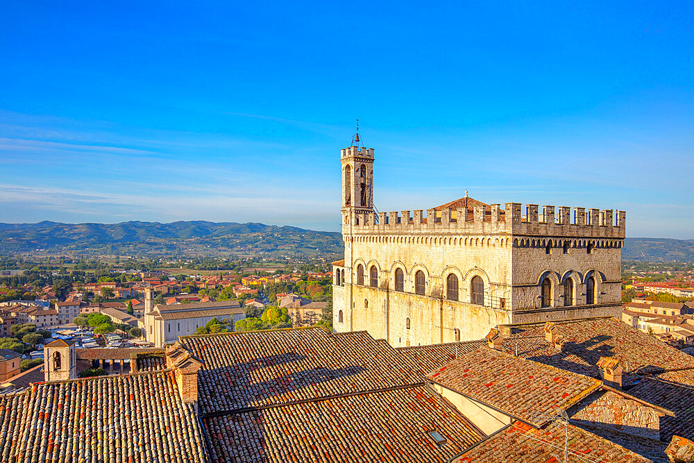 View from the garden of the Doge's Palace, Gubbio, Province of Perugia, Umbria, Italy, Europe