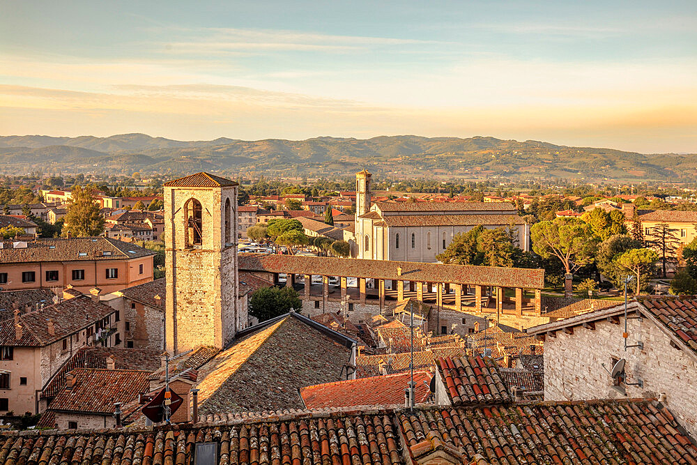 View from the garden of the Doge's Palace, Gubbio, Province of Perugia, Umbria, Italy, Europe