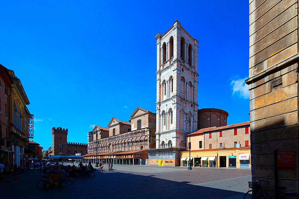 Bell tower of the Cathedral, Piazza Trento and Trieste, Ferarra, UNESCO World Heritage Site, Emilia-Romagna, Italy, Europe