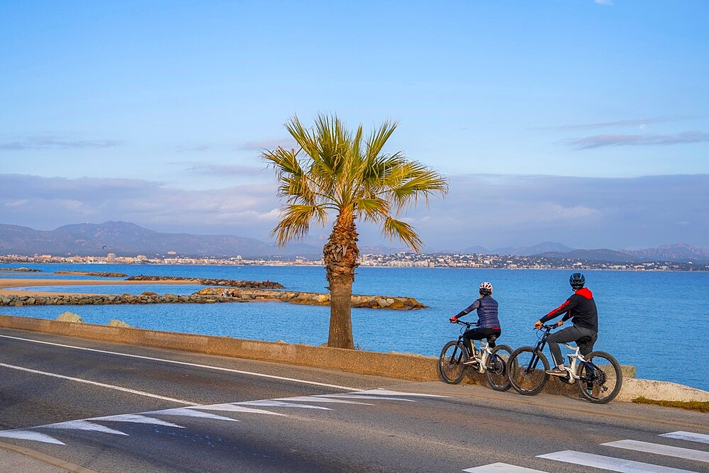 Cyclists, Saint-Auygulf, Frejus, Provence-Alpes-Cote d'Azur, France, Mediterranean, Europe