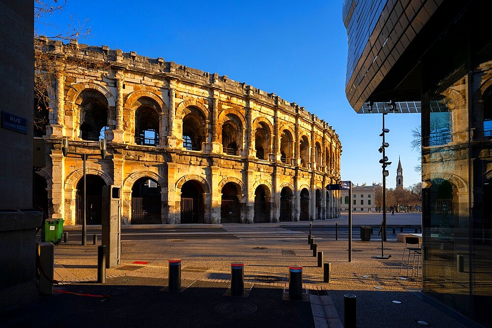 The Arena of Nimes, Roman amphitheatre, Nimes, Gard, Occitania, France, Europe