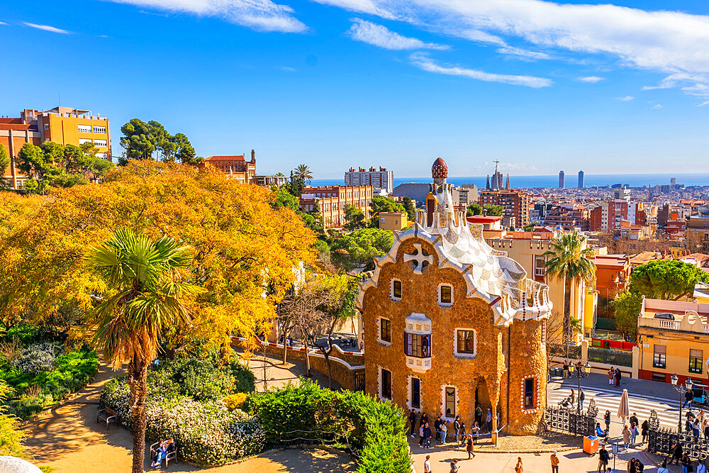 Antoni Gaudi, Park Guell, UNESCO World Heritage Site, Barcelona, Catalonia, Spain, Europe