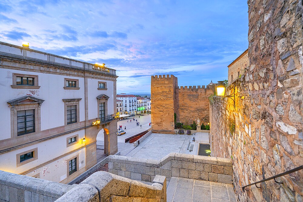 Plaza Mayor, Main square, Caceres Extremadura, Spain