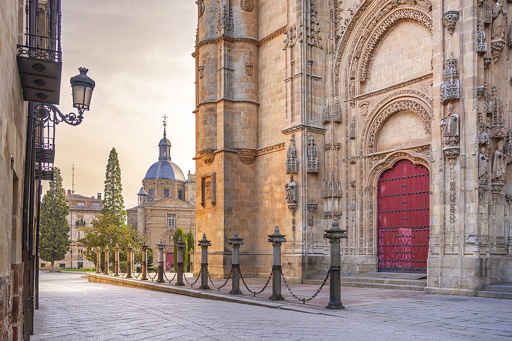 Calle Benedicto XVI, New Cathedral of Salamanca, Catedral de la Asunción de la Virgen, Salamanca, Castile and León, Spain