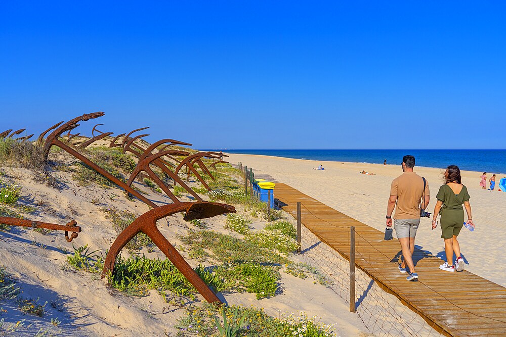 The anchor cemetery, along the beach of Barril, Tavira, Algarve, Portugal