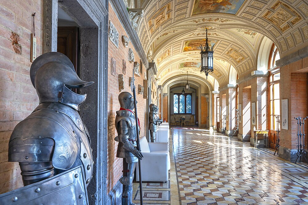 Ground floor gallery, also called Cahen,, Castle of Torre Alfina, Torre Alfina, Virerbo, Lazio, Italy