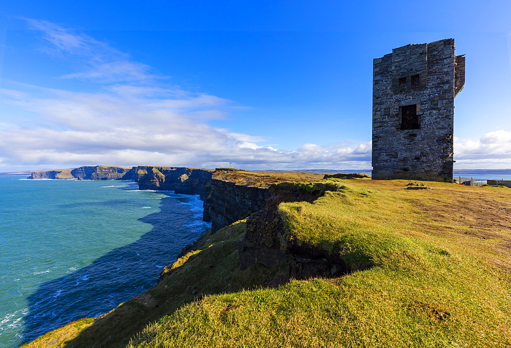 Moher Tower, Cliffs Coastal Walk, County Clare, Munster, Republic of Ireland, Europe