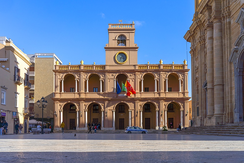 Palazzo VII Aprile,, City hall, piazza della Repubblica , Marsala, Trapani, Sicily, Italy