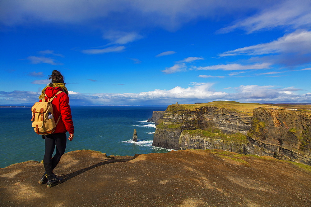 Cliff of Moher, Cliffs Coastal Walk, County Clare, Munster, Republic of Ireland, Europe