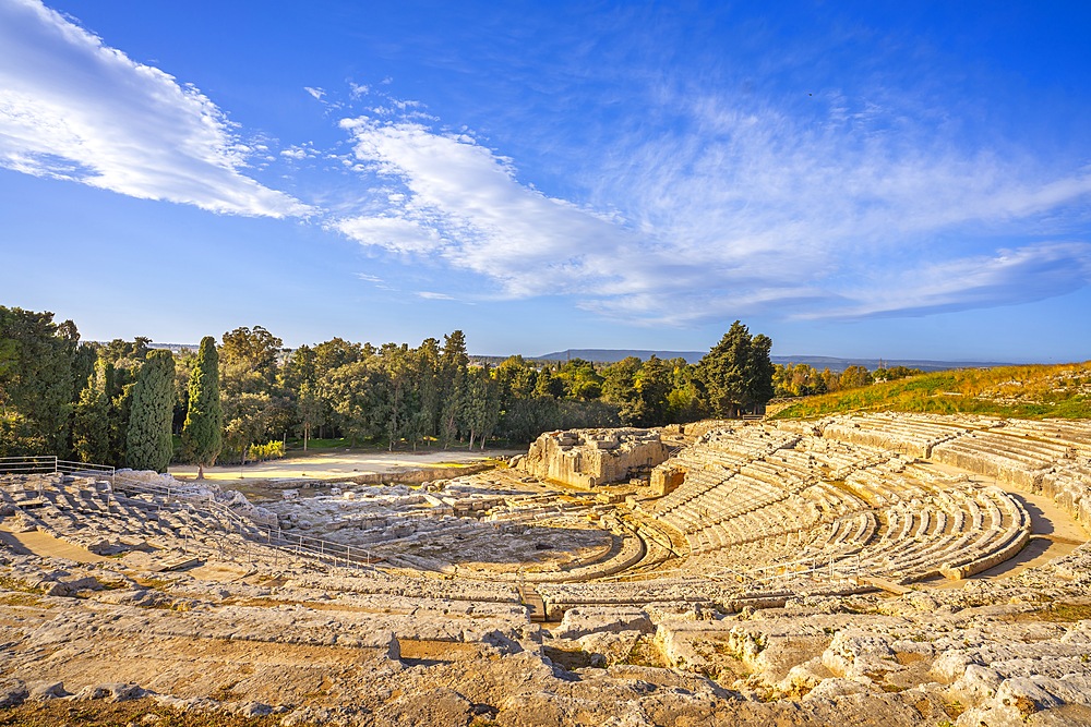 Greek theatre, Neapolis Archaeological Park, Syracuse, Sicily, Italy