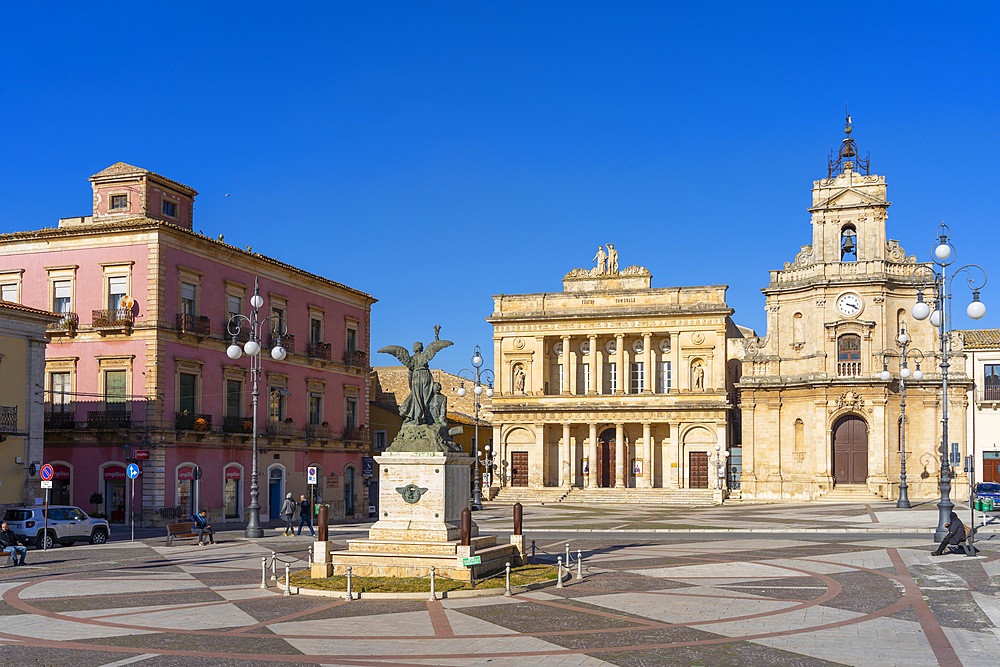 People's Square and Church of SS. Maria delle Grazie, Vittoria, Ragusa, Sicily, Italy