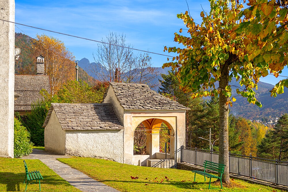 Chapel near the Lazzaretto di Prestinone, Among the landscapes of Carlo Fornara, path., Prestinone, Valle Vigezzo, VAl d'Ossola, Verbania, Piedmont, Italy