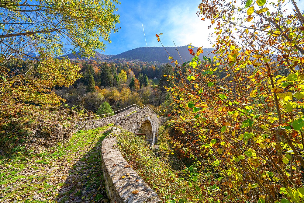 Roman bridge, bridge of the Maglione, Re, Valle Vigezzo, VAl d'Ossola, Verbania, Piedmont, Italy