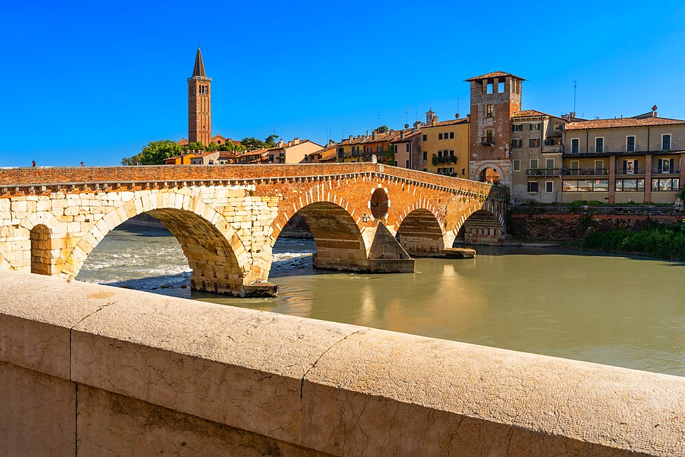 Ponte Pietra bridge, Verona, Veneto, Italy