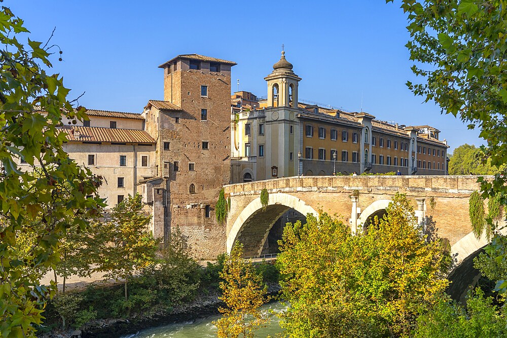 Fabricio bridge and Tiber Island, Roma, Lazio, Italy