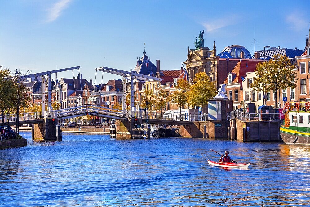 The Binnen Spaarne canal, Haarlem, North Holland, Netherlands, Europe