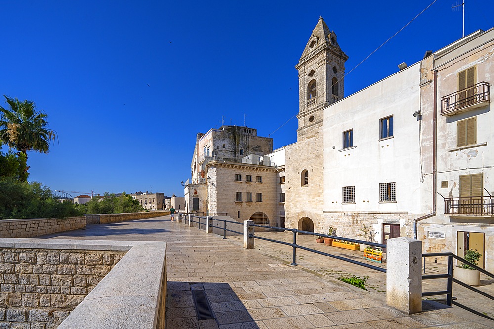 Bari city walls, bell tower the ancient church of Santa Maria Annunziata, Bari, Apulia, Italy