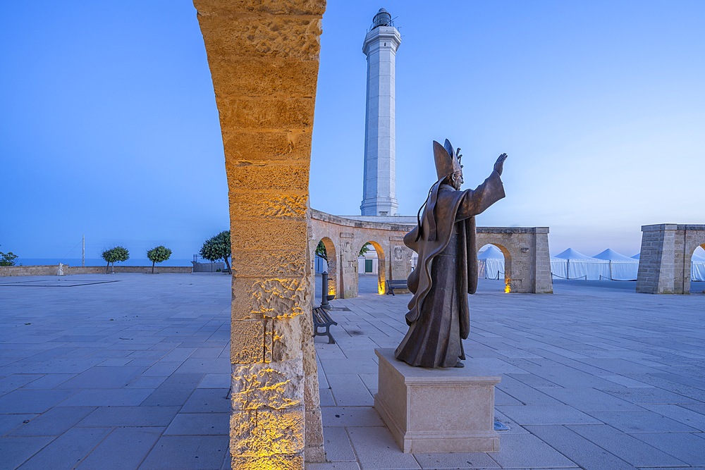 Leuca lighthouse, basilica of Santa Maria de finibus terrae, Santa Maria di Leuca, Castrignano del Capo, Lecce, Salento, Apulia, Italy