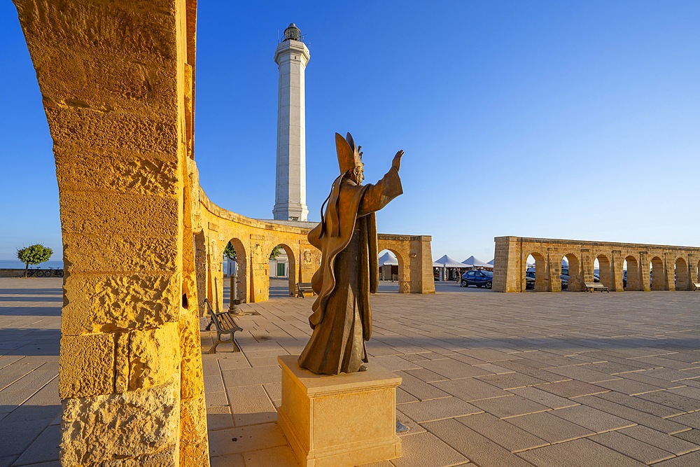 Leuca lighthouse, basilica of Santa Maria de finibus terrae, Santa Maria di Leuca, Castrignano del Capo, Lecce, Salento, Apulia, Italy