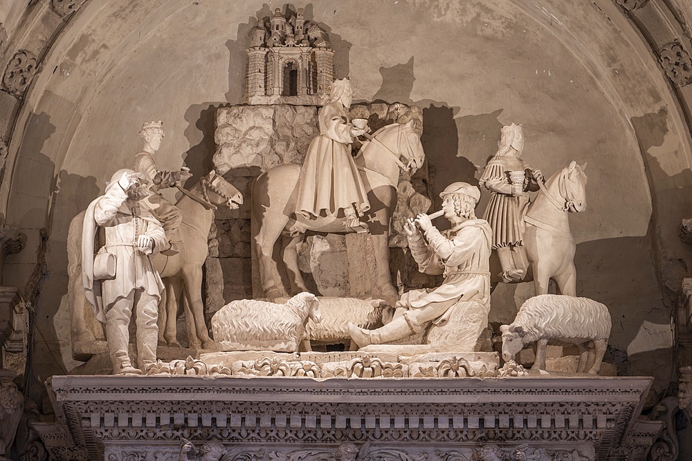 Altar of the Nativity or Nativity scene, Lecce Cathedral, Cathedral of Maria Santissima Assunta and Sant'Oronzo, Lecce, Salento, Apulia, Italy