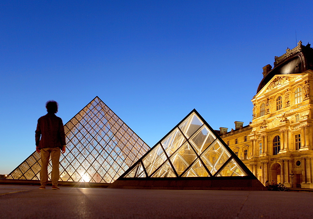 Louvre Museum and Pyramide, Paris, France, Europe