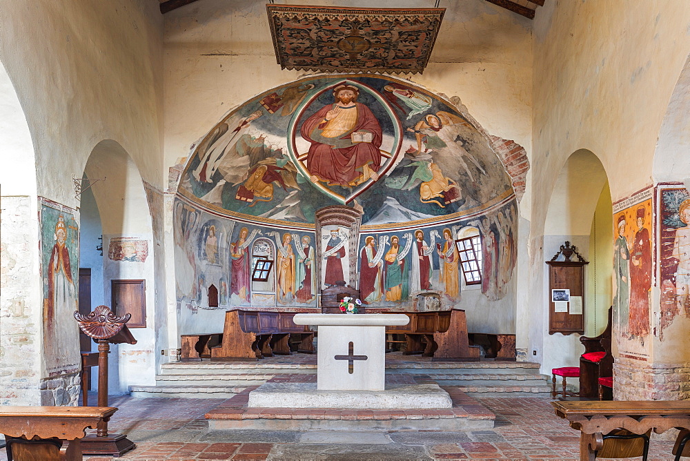 On the Fausto Coppi's roads, Romanesque Church of St. Peter, Volpedo, Tortona area, Alessandria, Piedmont, Italy, Europe