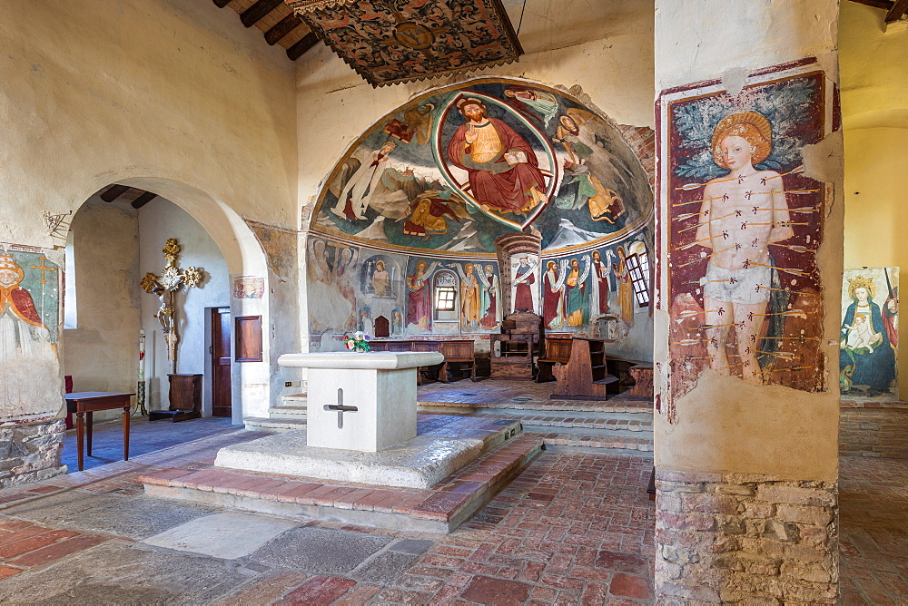 On the Fausto Coppi's roads, Romanesque Church of St. Peter, Volpedo, Tortona area, Alessandria, Piedmont, Italy, Europe