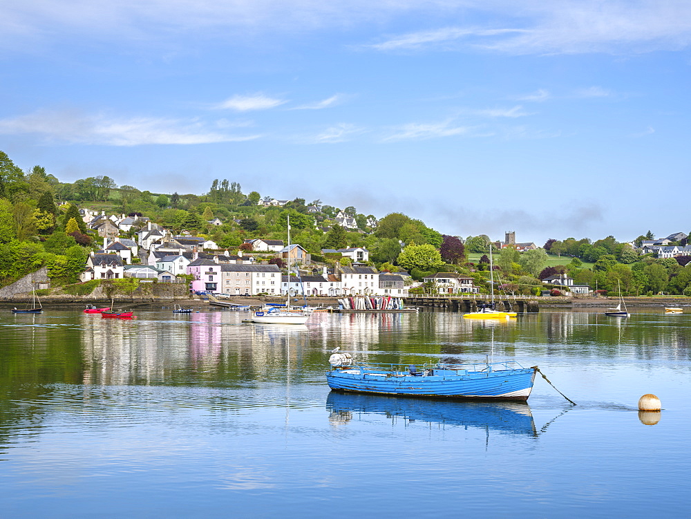 The scenic village of Dittisham on the River Dart early on a summer morning, Dittisham, Devon, England, United Kingdom, Europe