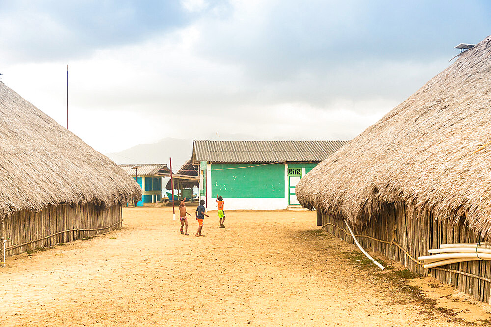 A traditional local village on Caledonia Island in the San Blas Islands, Kuna Yala, Panama, Central America