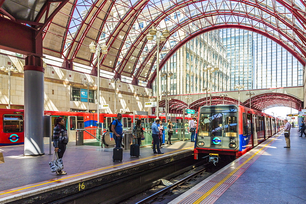 Canary Wharf DLR train station in Canary Wharf, Docklands, London, England, United Kingdom, Europe