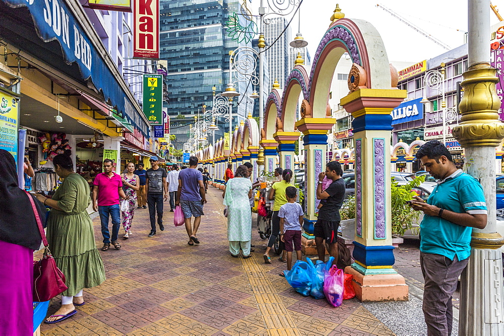 Colourful street scene in Little India in Kuala Lumpur, Malaysia, Southeast Asia, Asia